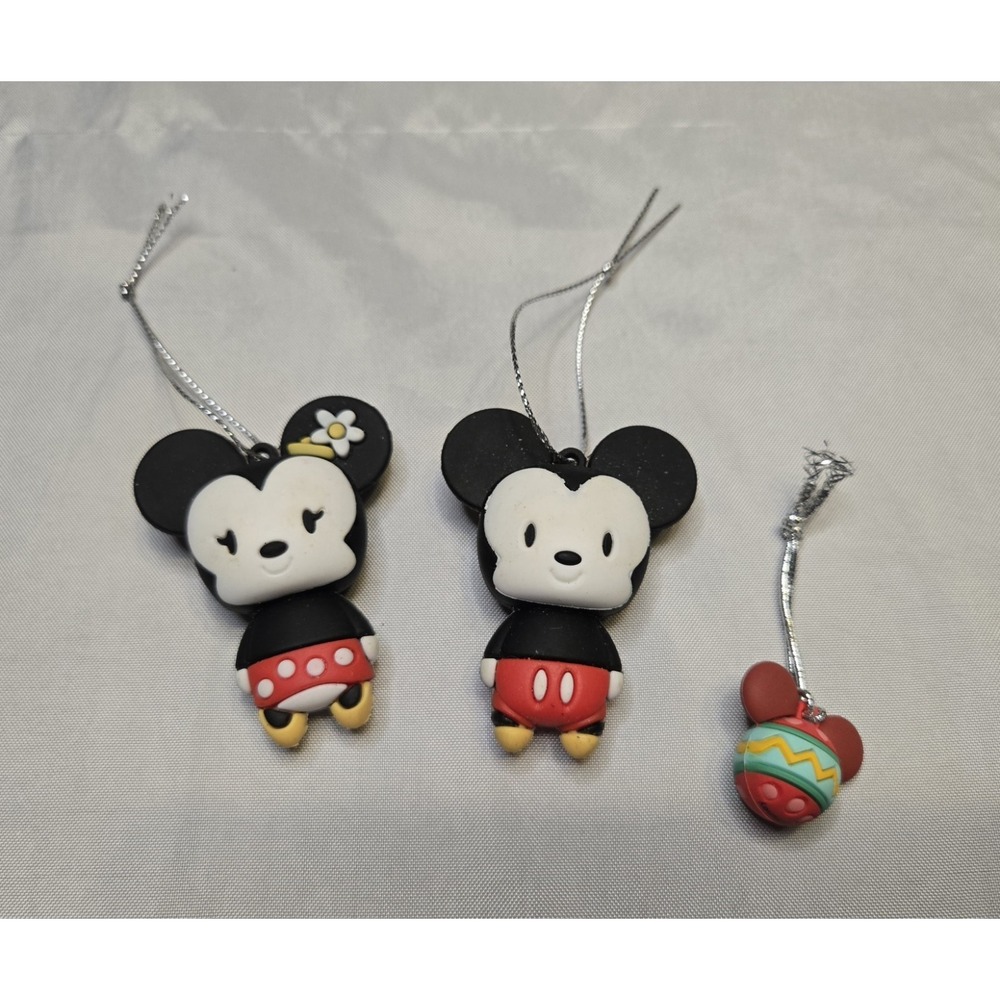 Disney Mickey Minnie Hallmark Ornaments Lot Of 3 Character‎ Figures Holiday...